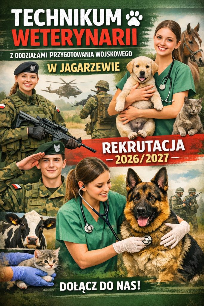 Grafika przedstawia kierunek kształcenia "Technik Weterynarii z Oddziałami Przygotowania Wojskowego"